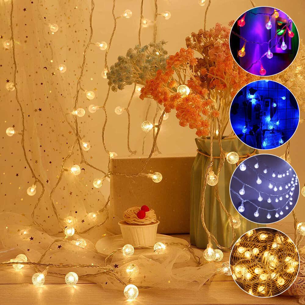 6 м 40 шт. светодиодные гирлянды в форме глобуса с питанием от USB/батарейки, гирлянды с пузырьковыми хрустальными шарами, блестящие лампы, подвесные светильники для внутреннего и наружного декора вечеринок