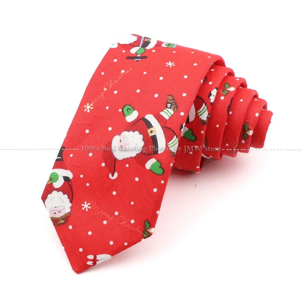 New, Cotton, Christmas, 6cm Tie, Red, Blue, Green Necktie, Santa Claus Snowflake,Neck Tie Festival,