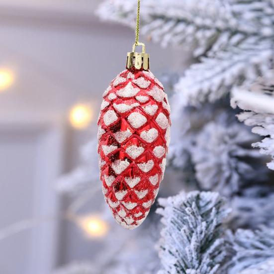 5 шт./кор., рождественские висячие сосновая шишка, блестящие многоразовые небьющиеся украшения для рождественской елки, пластиковые сосновые шишки, украшение для вечеринок