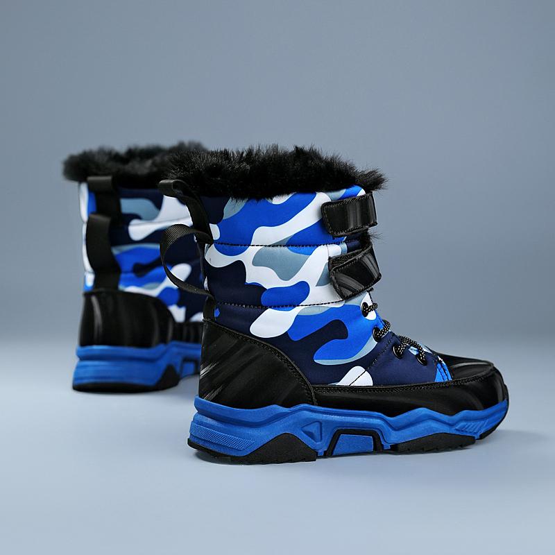 Зимние детские ботинки большого размера на липучке, нескользящие, износостойкие и мягкие, теплые, для улицы, высокие хлопковые ботинки для снега