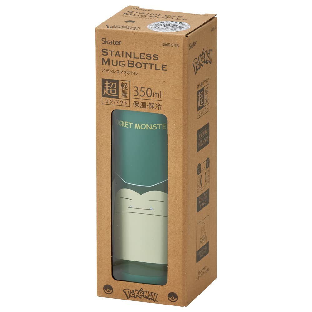 Skater Stainless Steel Mug Bottle, Pokémon Snorlax, 350ml, SMBC4B-A