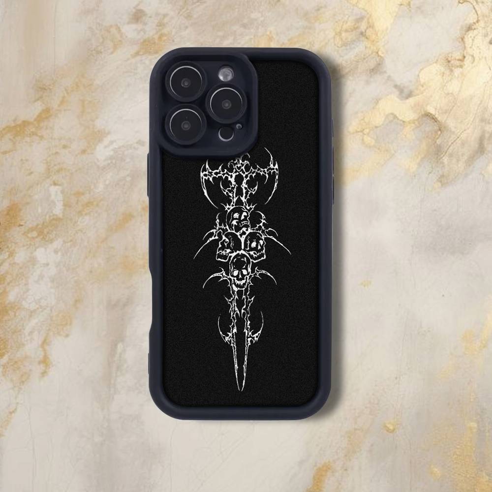 Готический C-Кибер Сигил Крест Чехол для Телефона Для iPhone 17,16,15,14,13,12,Pro,Max,Plus,E,SE4,Air, emery Черный Полное Покрытие ТПУ