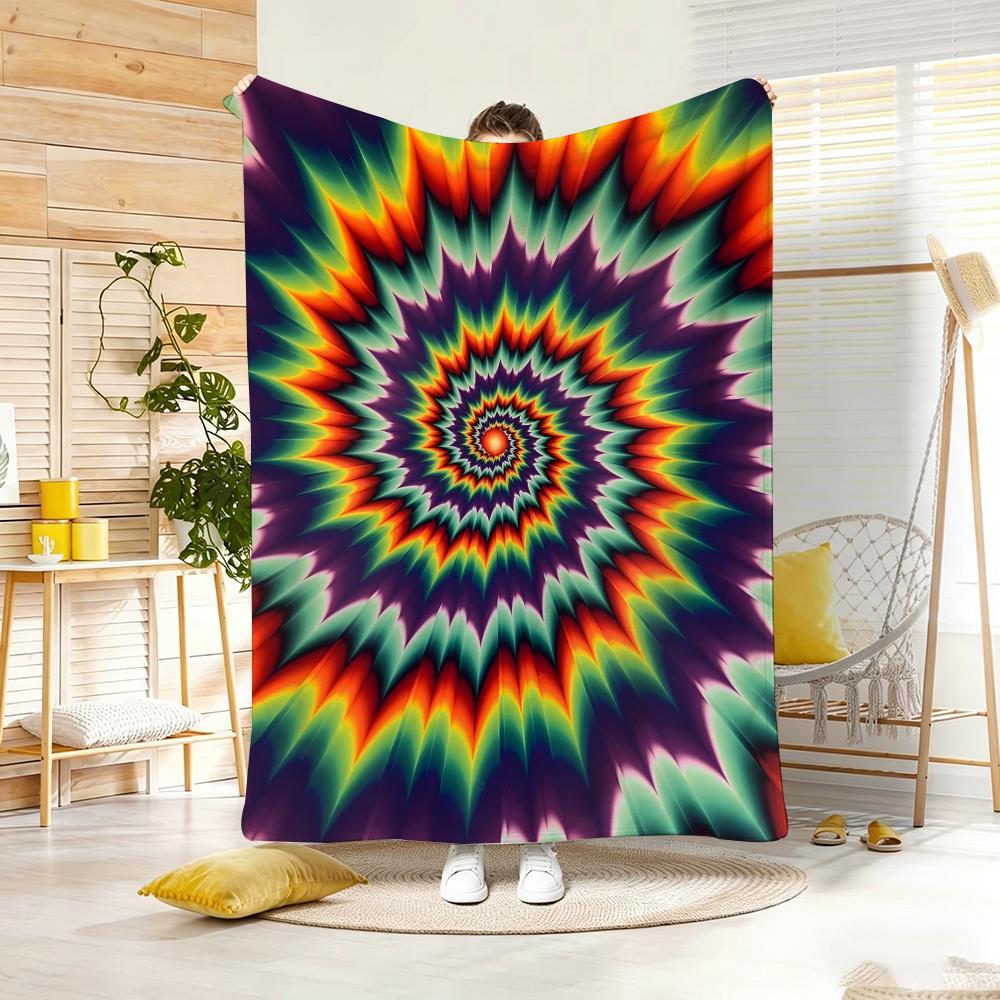 Art Psychedelic Throw Lightweight g Flannel Blanket Soft Skinfriendly for Summer Cooling