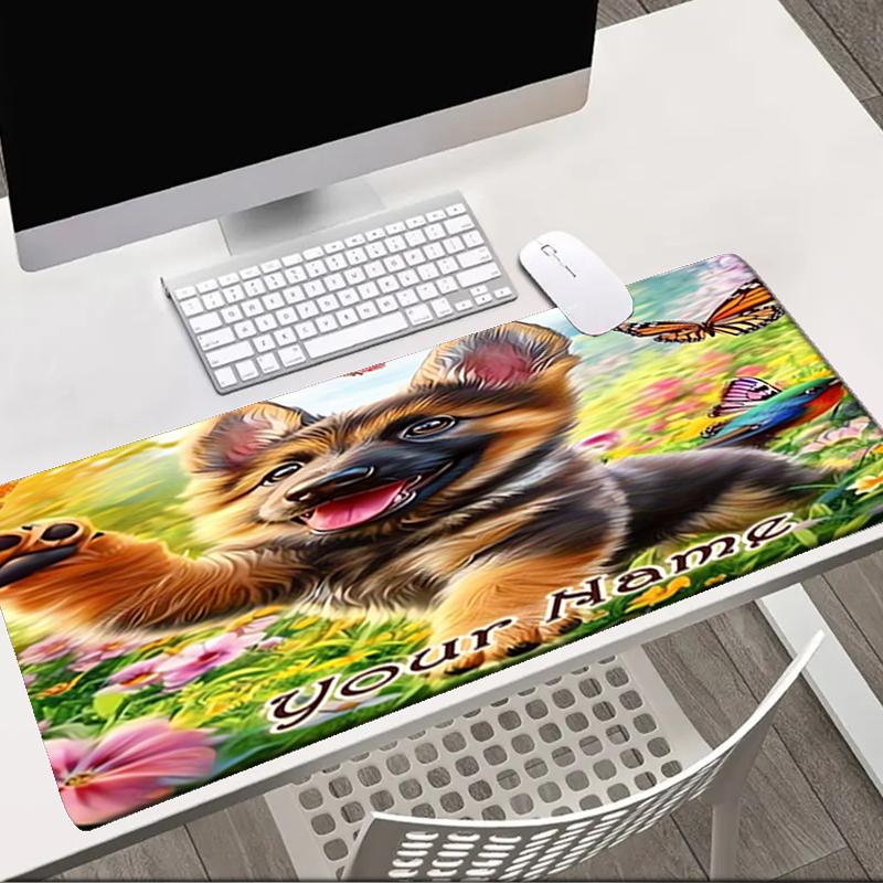 1PC Custom Name Butterflies Puppies Garden Mouse pad, keyboard and mouse desk pad, for computer notebook Birthday Gift For Any Room Or Office