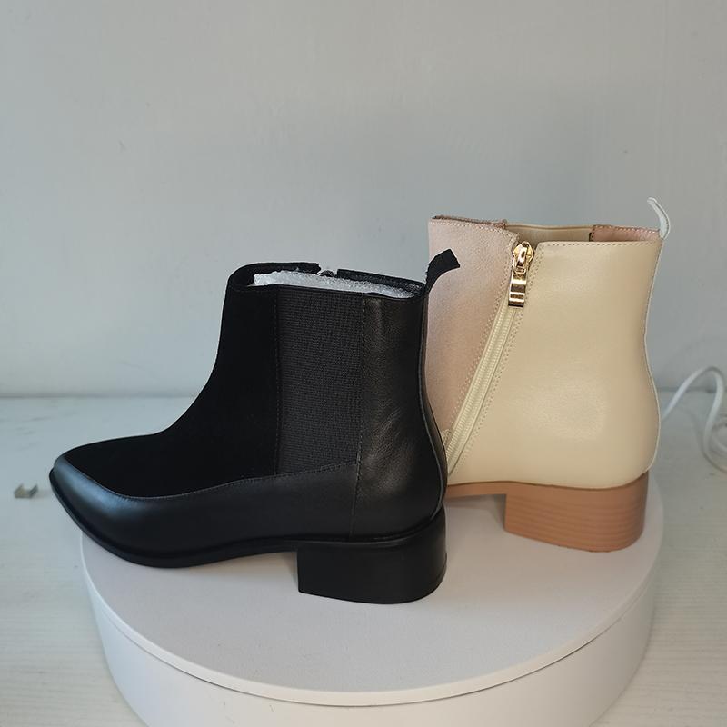 Женские ботильоны из натуральной кожи, большие размеры 22-26,5 см, яловая кожа + коровья замша, модные ботинки челси с острыми боковыми молниями