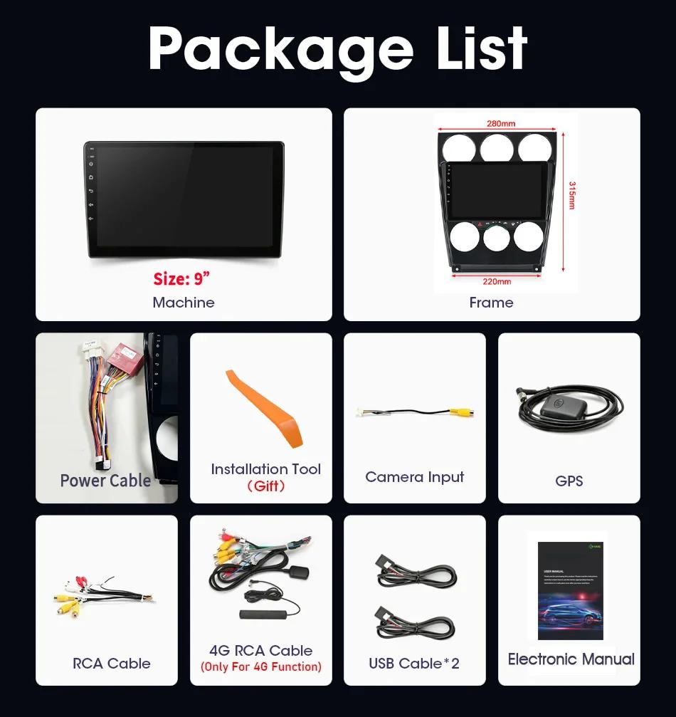 Для Mazda 6 2004-2015 Автомобильный Радио Мультимедийный Плеер Навигация Беспроводной CarPlay Сенсорный Экран Стерео Android 14 Bluetooth Стерео