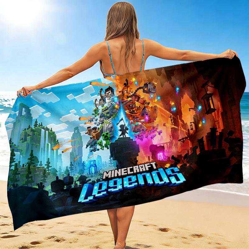 1 шт. Пляжное полотенце Minecraft Legends Adventure, быстросохнущее, многоцелевое для пляжа, бассейна, спортзала, йоги, дома, путешествий, Рождество, Хэллоуин, Рождественский подарок M928842
