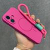 Оригинальный чехол Candy из жидкого силикона с MagSafe для iPhone 17 16 15 14 13 12 Pro Max, мягкий, противоударный, с магнитной ремешком-шнурком