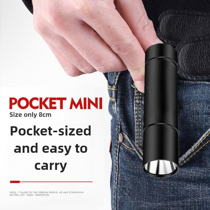 LED Strong Light Small Flashlight USB Rechargeable Multi-function Mini Student Portable Lighting Work Light Gift