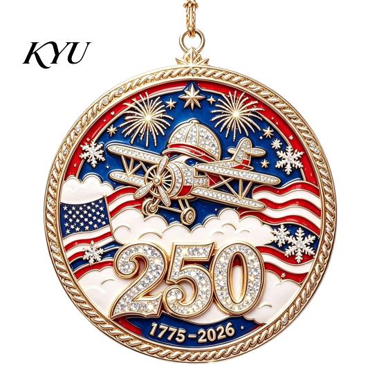 250th Anniversary Commemorative Gift 250 USA Christmas Ornament, United States 1776-2026 Tree Patriotic Decor Keepsake, Acrylic Holiday Hanging