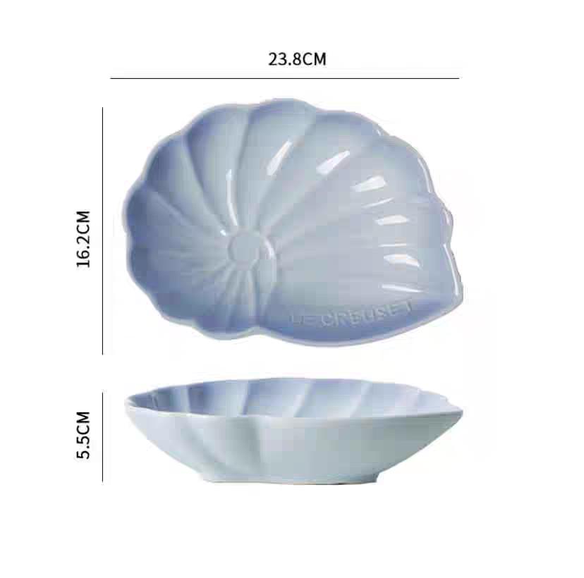 Десертная тарелка-ракушка Глубокая тарелка Милая Подглазурная роспись Однотонная керамическая тарелка Украшение для дома для послеобеденного чая Керамическая посуда Тарелки