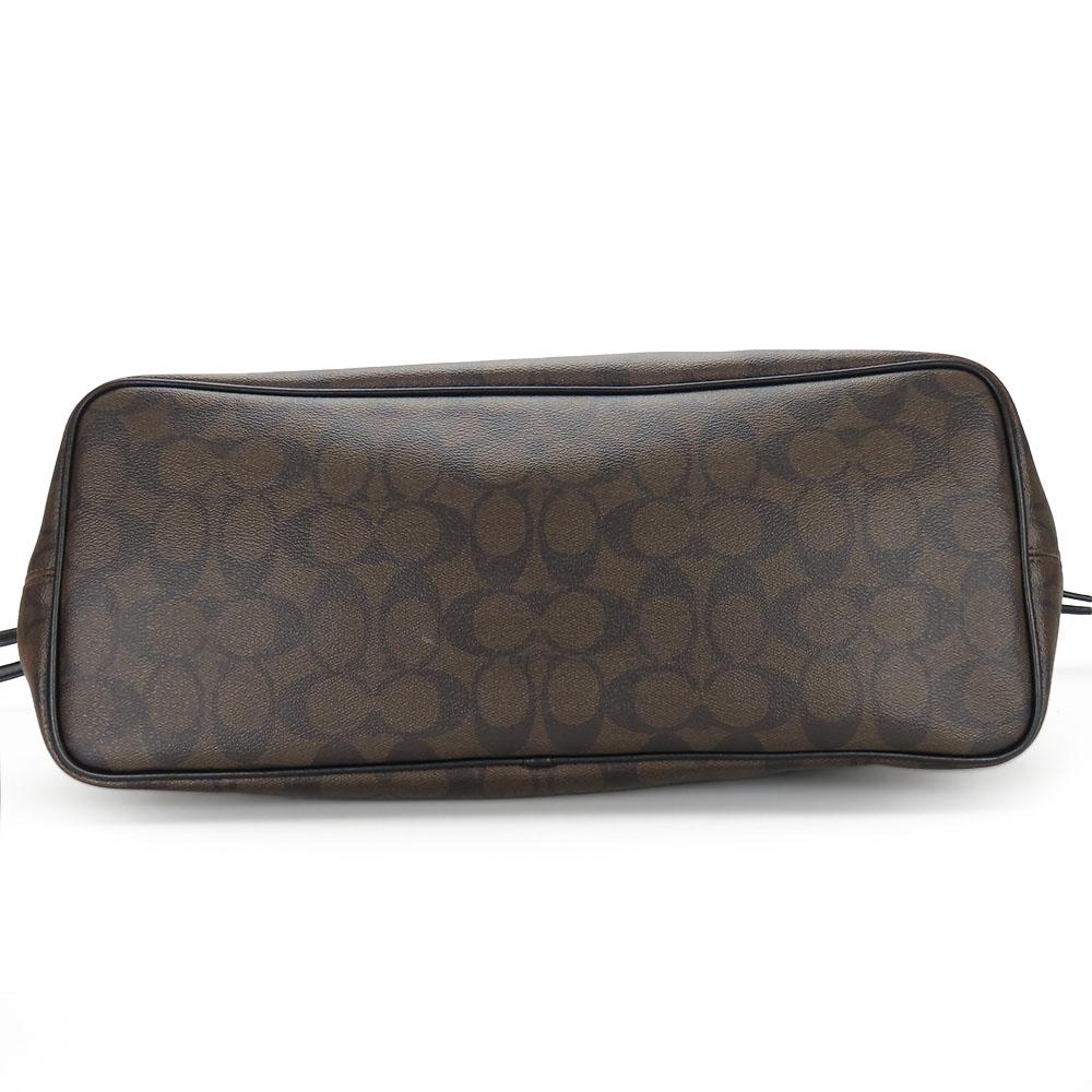 Used COACH Tote Bag F57842 Signature leather/PVC Black Dark Brown Shoulder