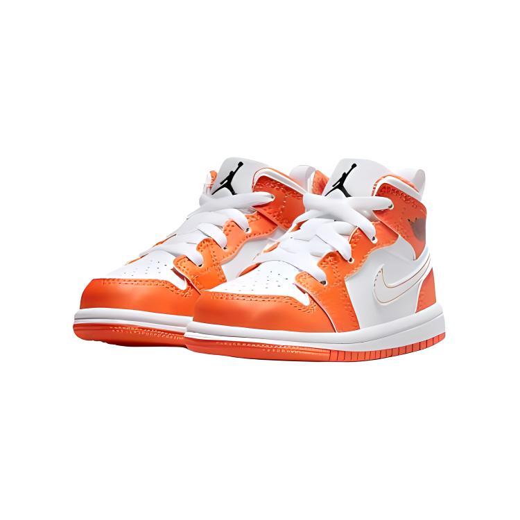 Детские кроссовки Air Jordan 1 Mid SE TD Electro Orange Black White DM4230-800