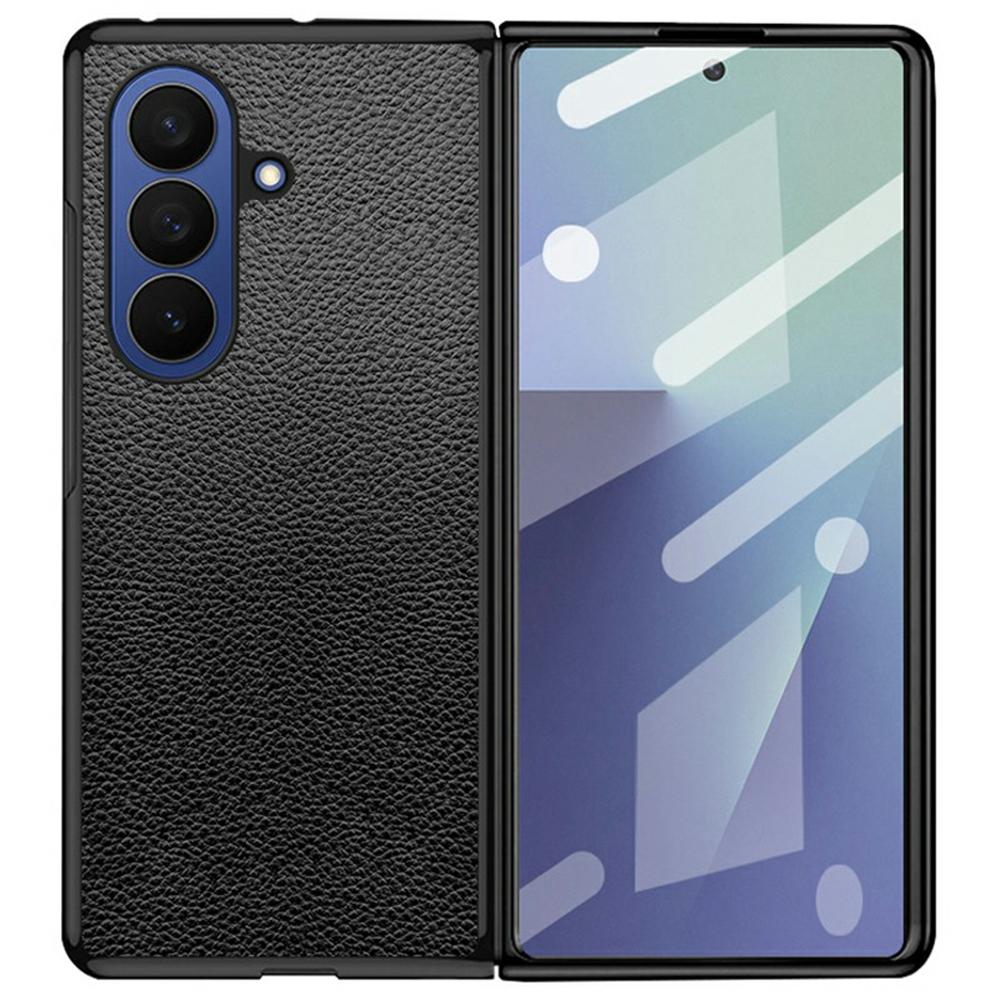 For Samsung Galaxy Z Fold7 5G Case Litchi Texture PU Leather Coated PC + TPU Protective Phone Back Cover
