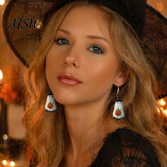 Lightweight Acrylic Earrings Cute Ghost Earrings, with Pumpkin Wizard Hat Decor, Holiday Themed Jewelry Halloween Drop Pendant Party Festive Gifts