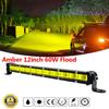 Amber 12Inch 60W Flood Slim Single Row Fog LED Work Light Bar Car SUV Truck ATV