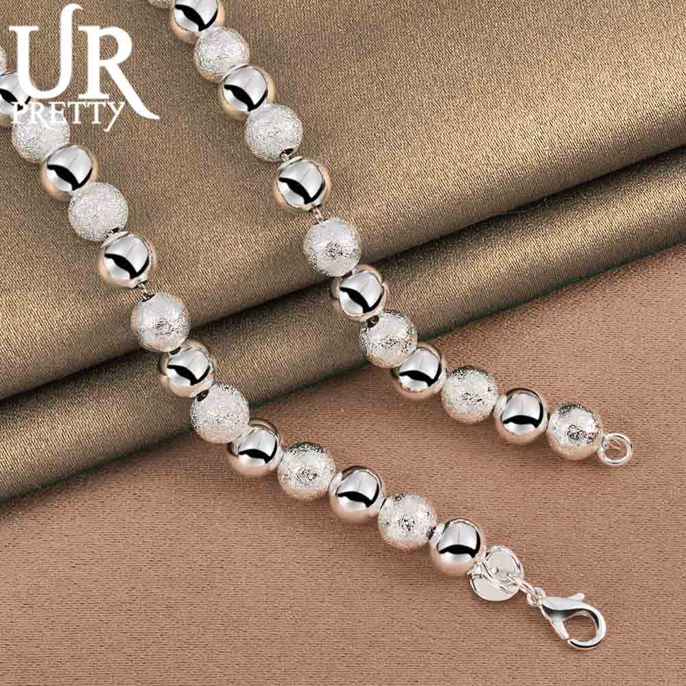 8 мм 92 пробы стерлингового серебра бусины ожерелье модные свадебные украшения