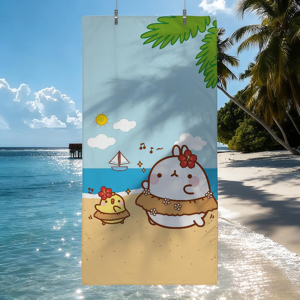 M-Molang МИЛЫЙ Мультяшное Полотенце Быстросохнущие Пляжные Полотенца Подходят Для Бассейнов Кемпинга Йоги И Тренажерного Зала