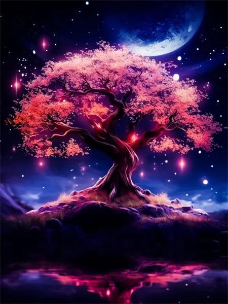 5D Diy Diamond Painting Tree Embroidery Mosaic Fantasy Landscape Full Square Round Home Decor