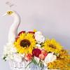 Floral Arrangement Display with Peacock Mannequin Head for Celebrations