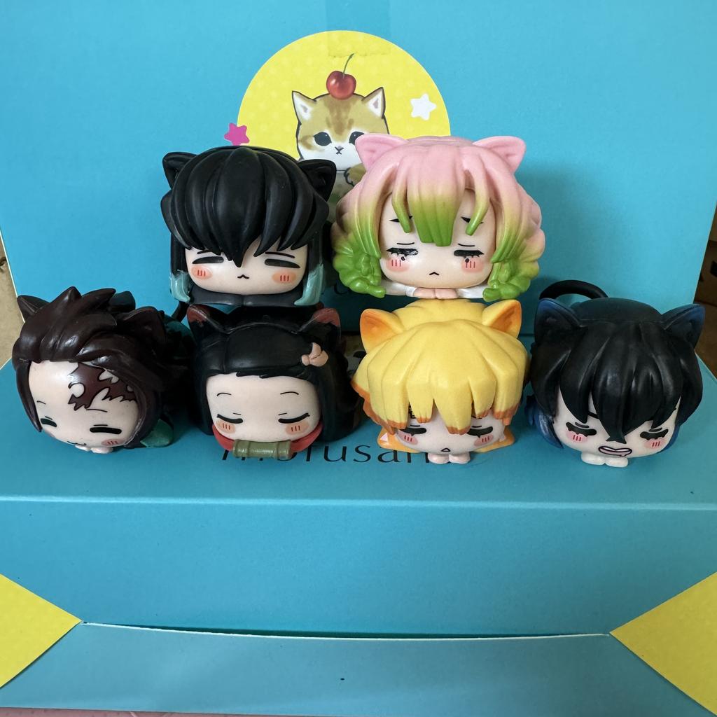 Клинок, рассекающий демонов, Лежащий Кот Ухо Токито Муичиро Blind Box Кукла-розыгрыш Аниме Настольное украшение Подарки Фигурка Модель Игрушки