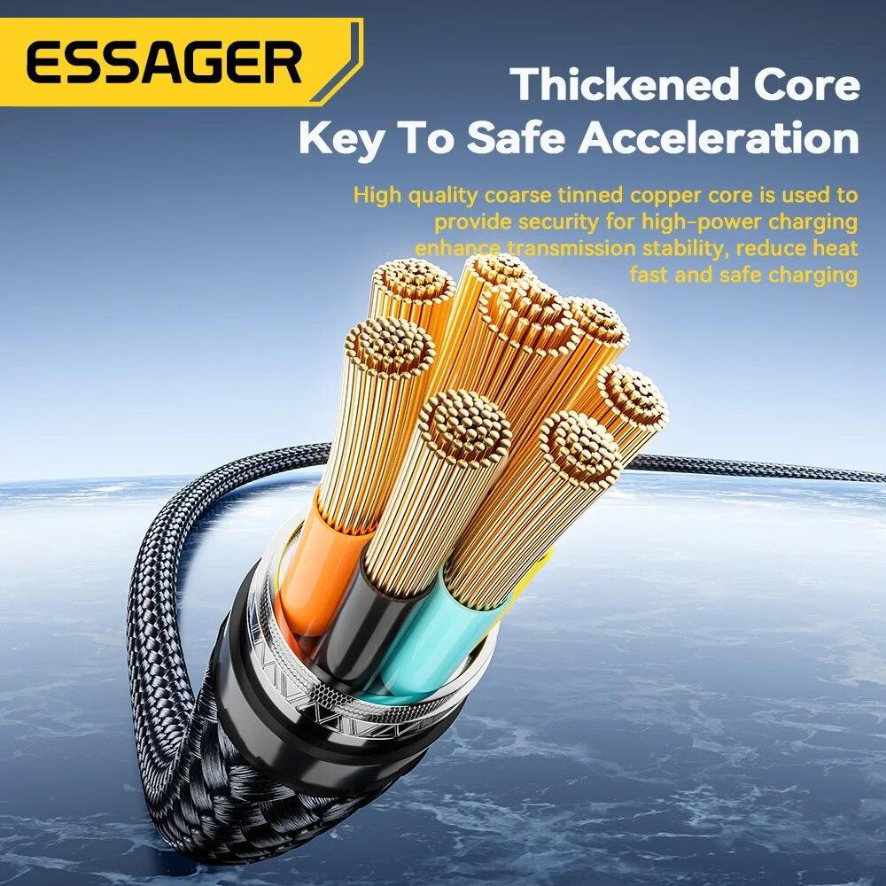 Essager 240 Вт USB Type C к USB C кабель 100 Вт PD 3,1 провод для быстрой зарядки для Macbook Pro Xiaomi Samsung ноутбук USBC шнур 2 м