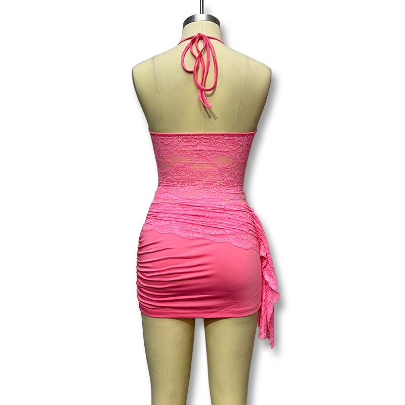 Прозрачная майка на бретельках, комплект с полой кружевной юбкой и бедрами