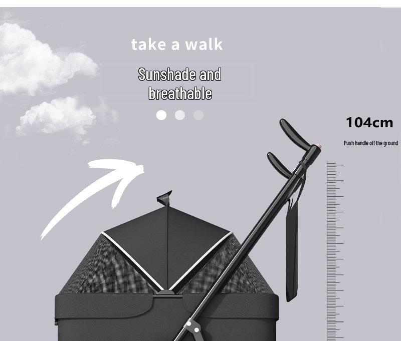 GVBB Compact Foldable Pet Stroller for Cats and Dogs - Lightweight, Detachable Design for Easy Travel.