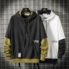 New Patchwork Hooded Sweatshirt Hip Hop Men Pullover Hoodies Streetwear Casual Fashion Clothes Colorblock Hoodie