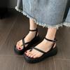 Black Platform Sandals Women Summer 2024 Clip Toe Wedge Heeled Sandals Woman Ankle Straps Thick Bottom Sandales Femmes Shoes
