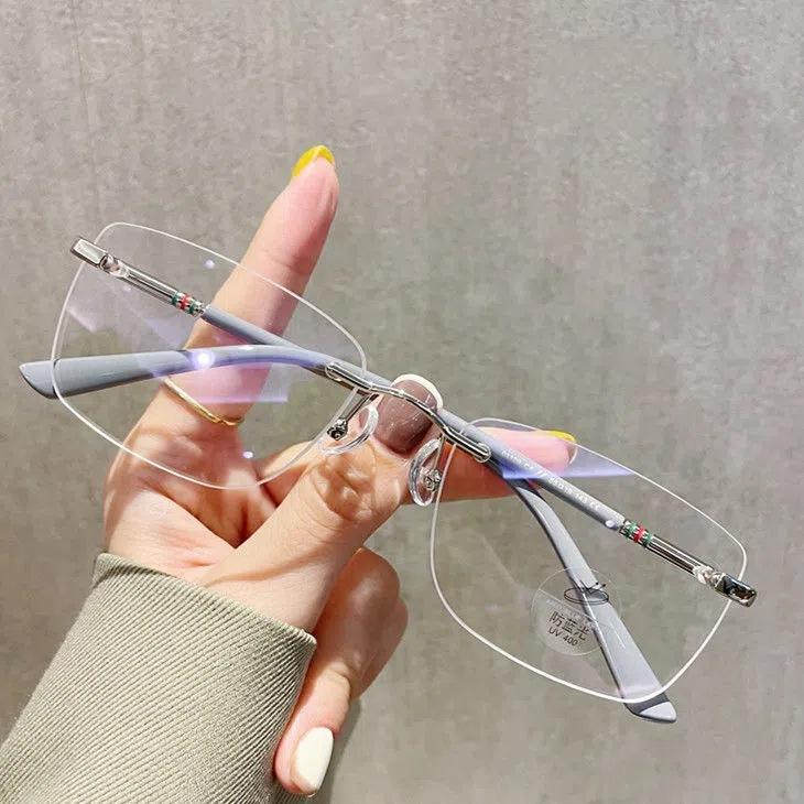 Модные безрамные анти-синие очки для близорукости, квадратные компьютерные очки в стиле ретро, ​​против усталости, от 0 до -6,0