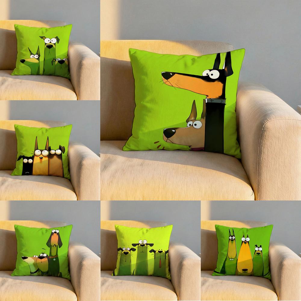 Cartoon Doberman Pinscher Cushion Cover Soft Reversible Durable Pillow Cover MultiScene Use for Home Car Daily Comfort
