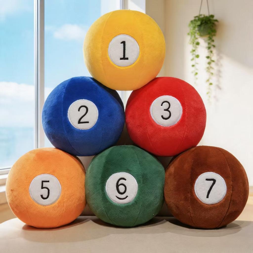 Realistic Billiard Ball Plush Toy Pillow Colorful Educational Ornament Keychain Pendant Cute Soft Balls Doll Kids Comfort Gift