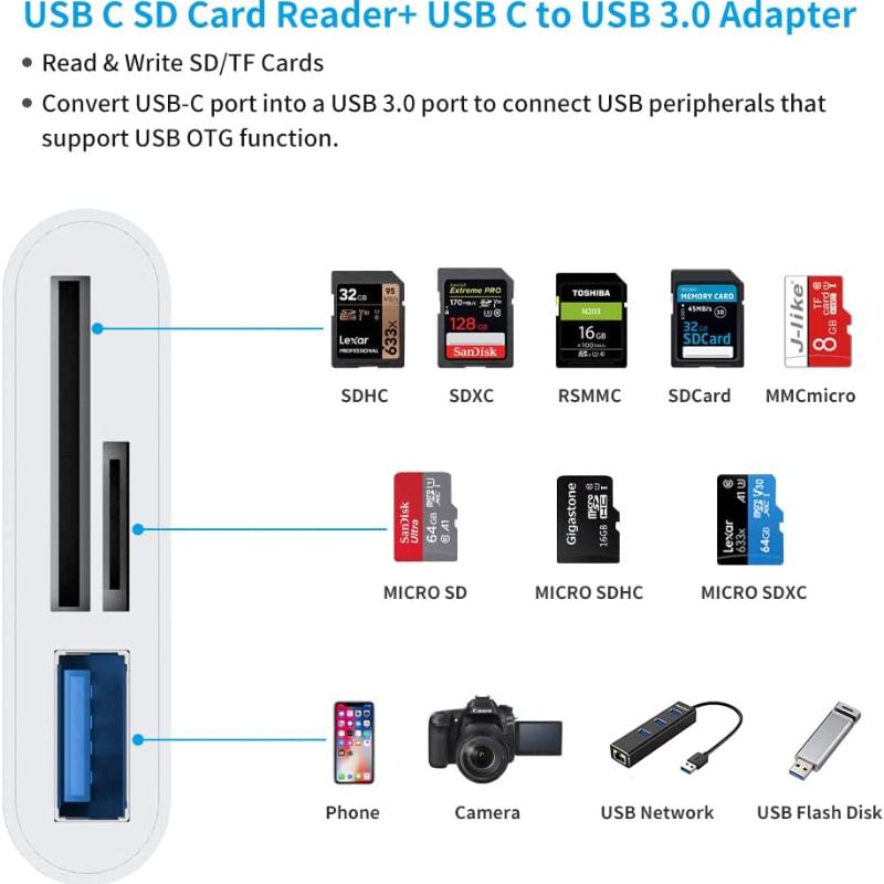 Адаптер Type-C TF CF Устройство чтения карт памяти SD OTG Writer Compact Flash USB-C для iPad Pro Huawei для Macbook Устройство чтения карт памяти USB Type C