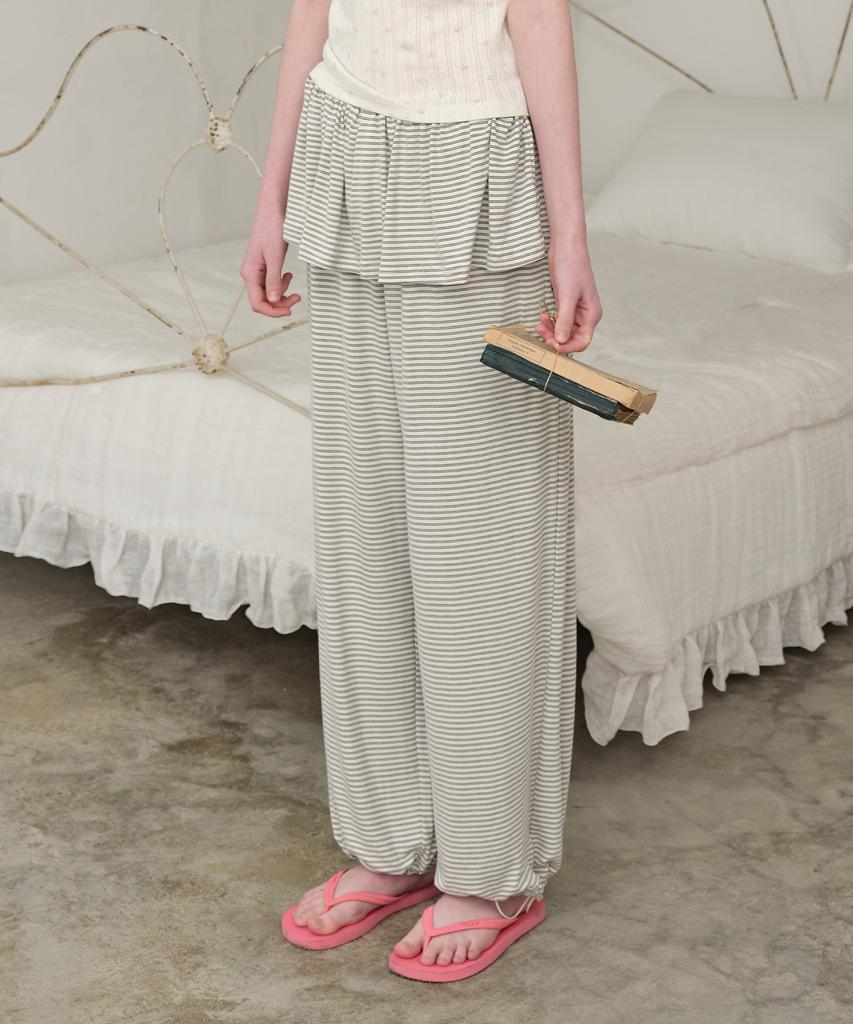 FUNFROMFUN Layered Stripe Pants, Cream
