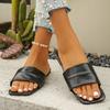 Minimalist Single Band Slide Sandals Solid Color Women Slippers 2025 Summer New Outdoor Sandy Beach Open Toe Flat Shoes