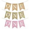 Baby Shower Chair Banner Burlap ONE Garland Boy Girl One Year Old Birthday Party Decoration Favors Photo Props Supplies 3 Colors