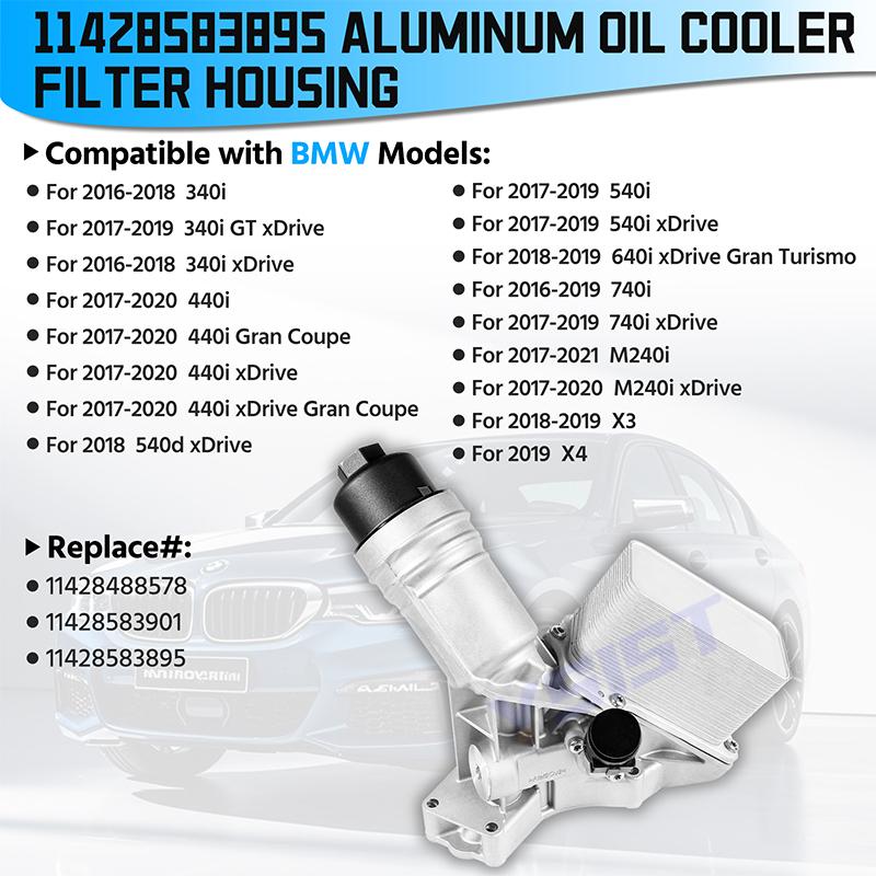 Aluminum Filter Housing for BMW B58 F30 340i F20 G30 540i G11 G05 G12 F21 B57 X3 X4 X5 Oil Cooler Assembly 11428583895