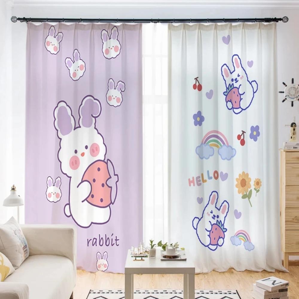 Детская спальня для девочек, высокие шторы с затемнением, розовые, в стиле принцессы, с рисунком из мультфильмов, милые, забавные, с рисунком животных, шторы, жалюзи, окна, новые, милые