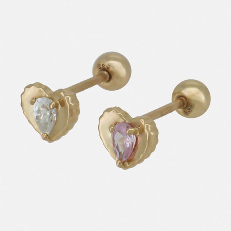 youngglow 14k heart middle cubic piercing
