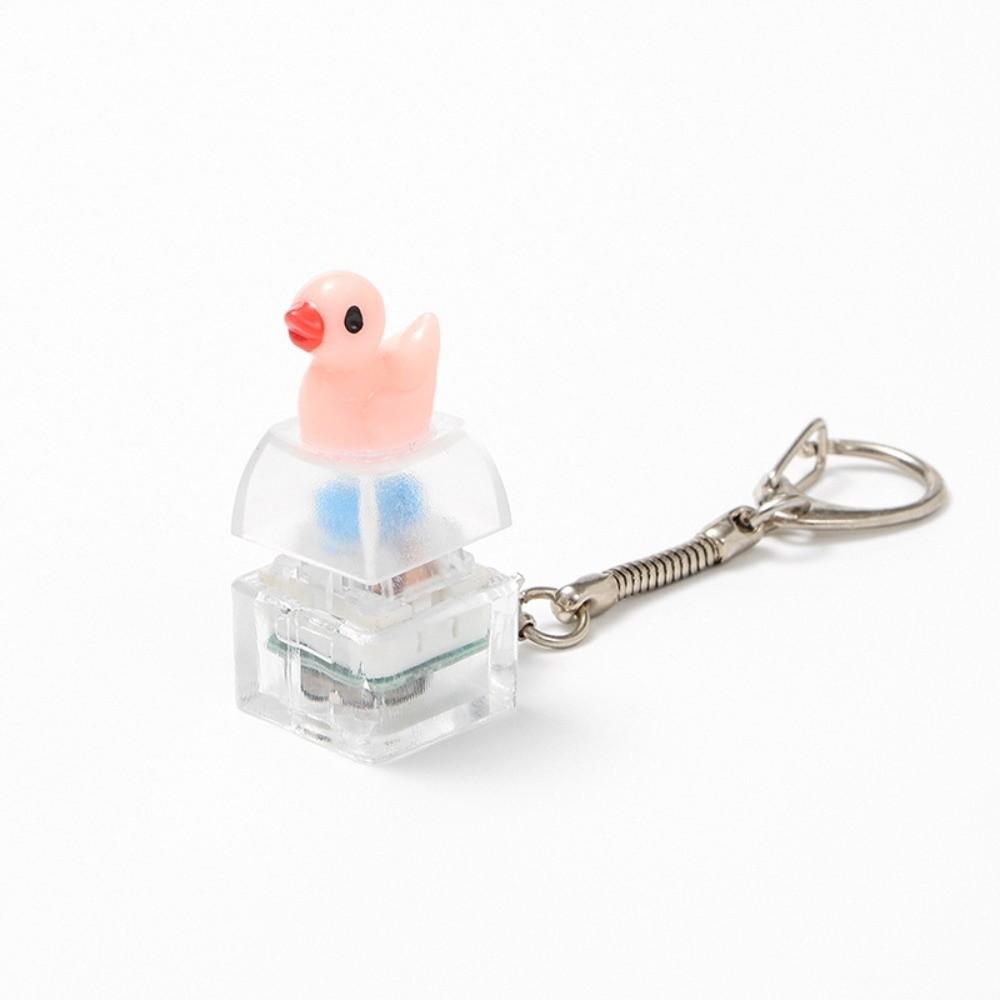 Press Light Clicking Duck Keychain Translucent Button Clicker Keyring Bag Pendant