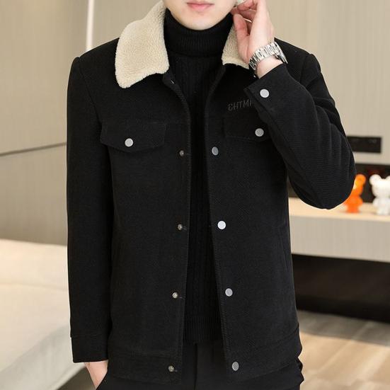 Мужская куртка, пальто, однотонная, с лацканами, застежкой на пуговицы, повседневная куртка, утолщенная бархатная подкладка, верхняя одежда, повседневная одежда