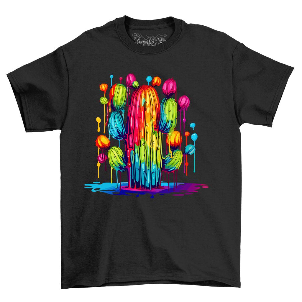Cactus 2 Dripping Paint Effect T-Shirt Mens Womens Tees Top - Funny and Prickly! 100% cotton, Funny t