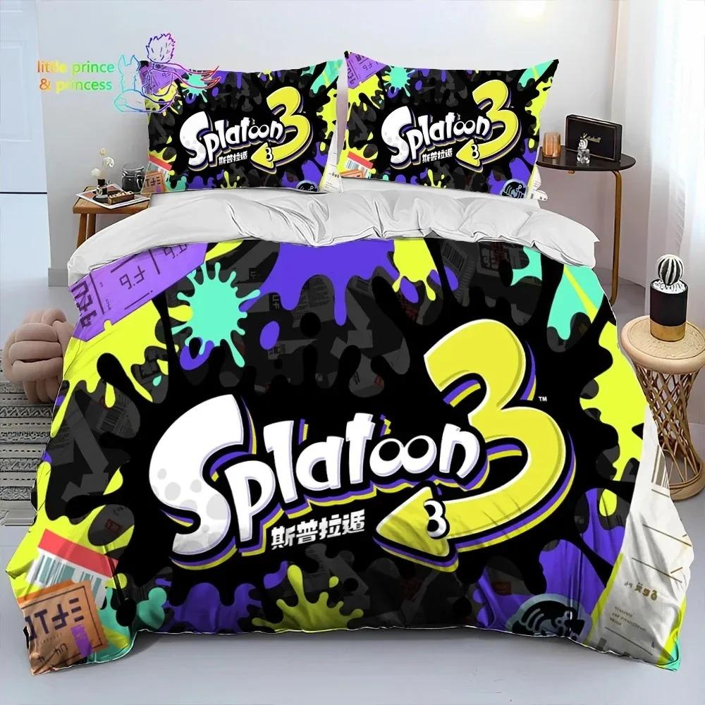 S-Splatoon Игра Геймер Мультяшный Постельный Комплект Односпальный Полуторный Двуспальный Кингсайз Комплект для Кровати Взрослый Ребенок Спальня Постельные Принадлежности Подарок