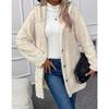 Autumn and Winter Hooded Solid Color Cardigan Button Long Sleeved Casual Fleece Jacket