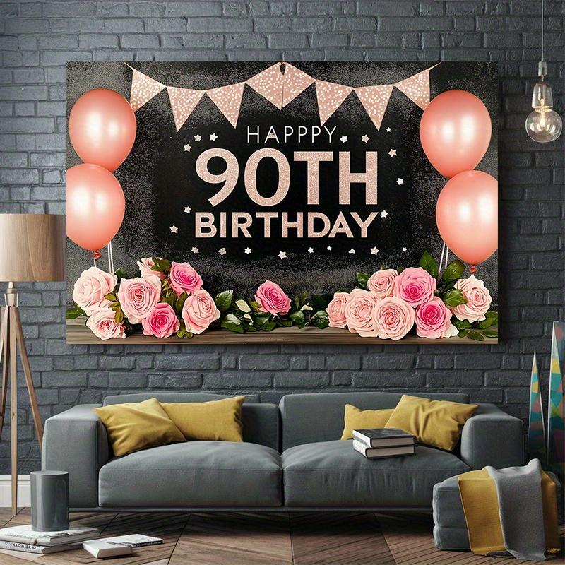 90th Birthday Birthday Backdrop - Polyester Banner