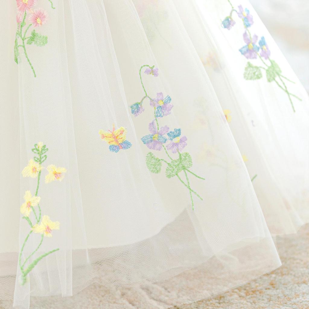 Платье принцессы с рукавами-фонариками и цветочным узором - Свадебная и парадная одежда для выступлений