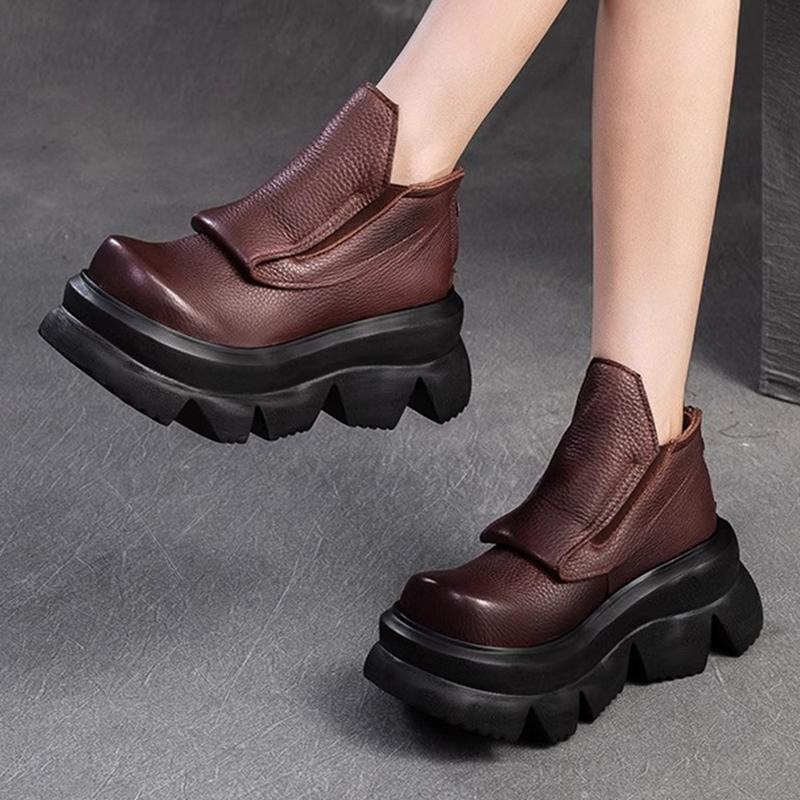 Женские ботильоны на платформе, кожаные, на среднем каблуке, дизайнерская обувь 2025 года, трендовая зимняя обувь нового бренда, оксфорды, готические ботинки Botas De Mujer