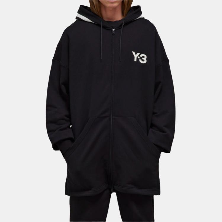 Y-3 Ss22 Solid Logo Stripes Printed Long Sleeve Hoodie Jacket Men jackets Black HG6072