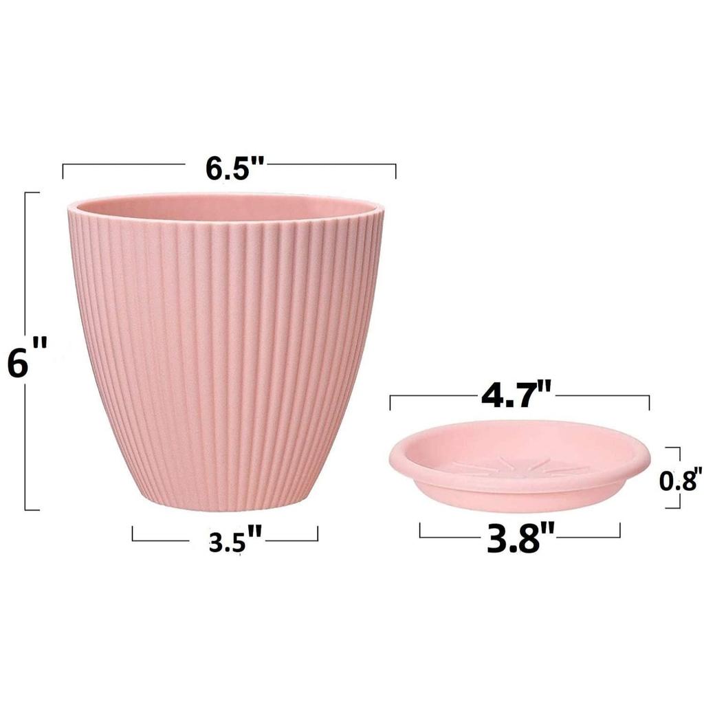 Пластиковые круглые цветочные горшки с поддоном для домашних растений, террасы, сада и т. д. | Упаковка из 05 штук | Черный | Размер 6,5 дюйма